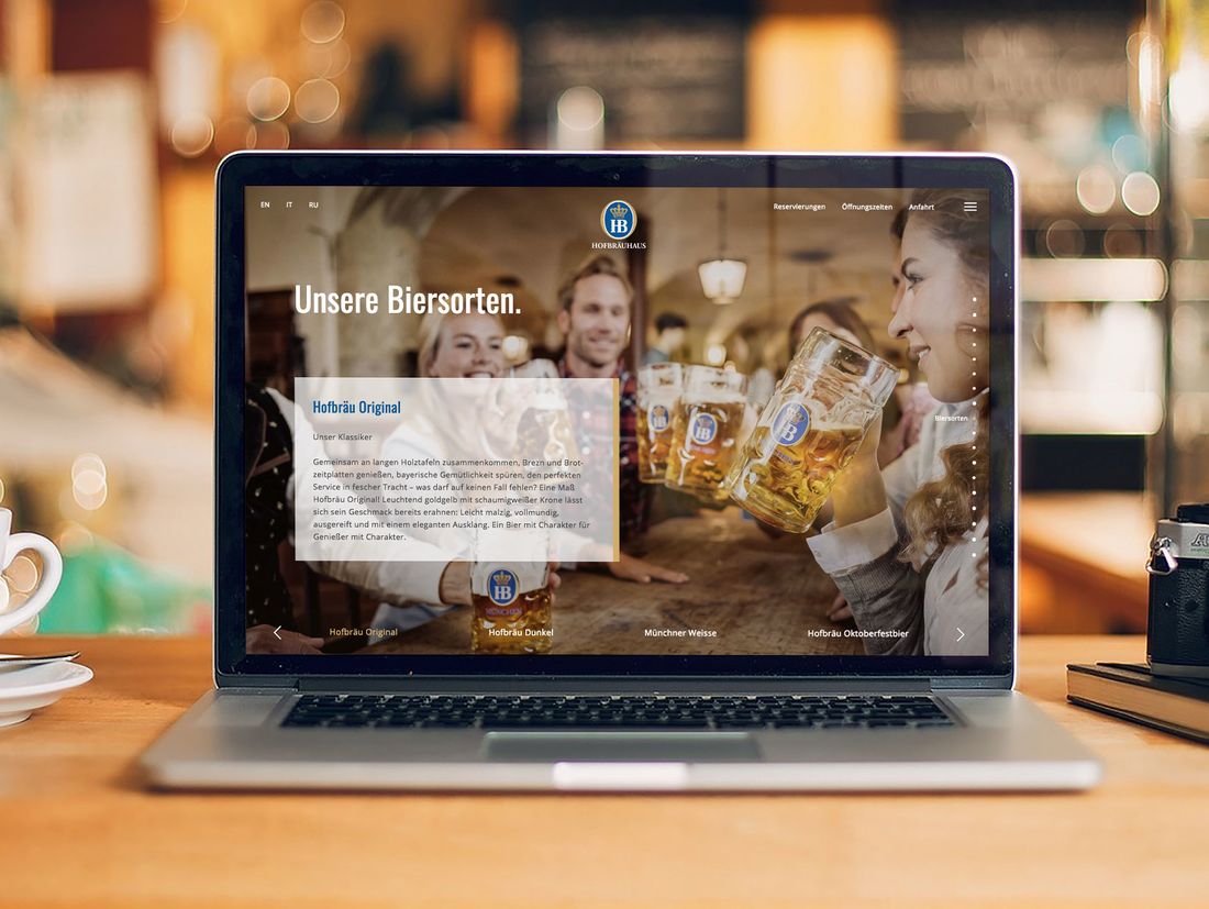 Hofbräuhaus Webseite Ansicht auf Bildschirm